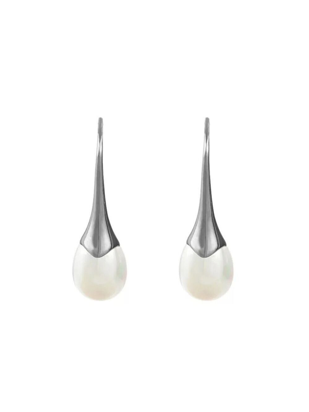 925 Sterling Silver Pearl Drop Hook Earrings - Picture 1 of 2